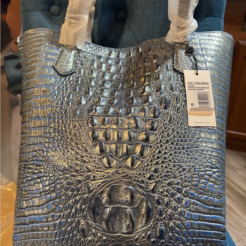 Brahmin Jayden Serenity Ombre Crocodile-Embossed Satchel